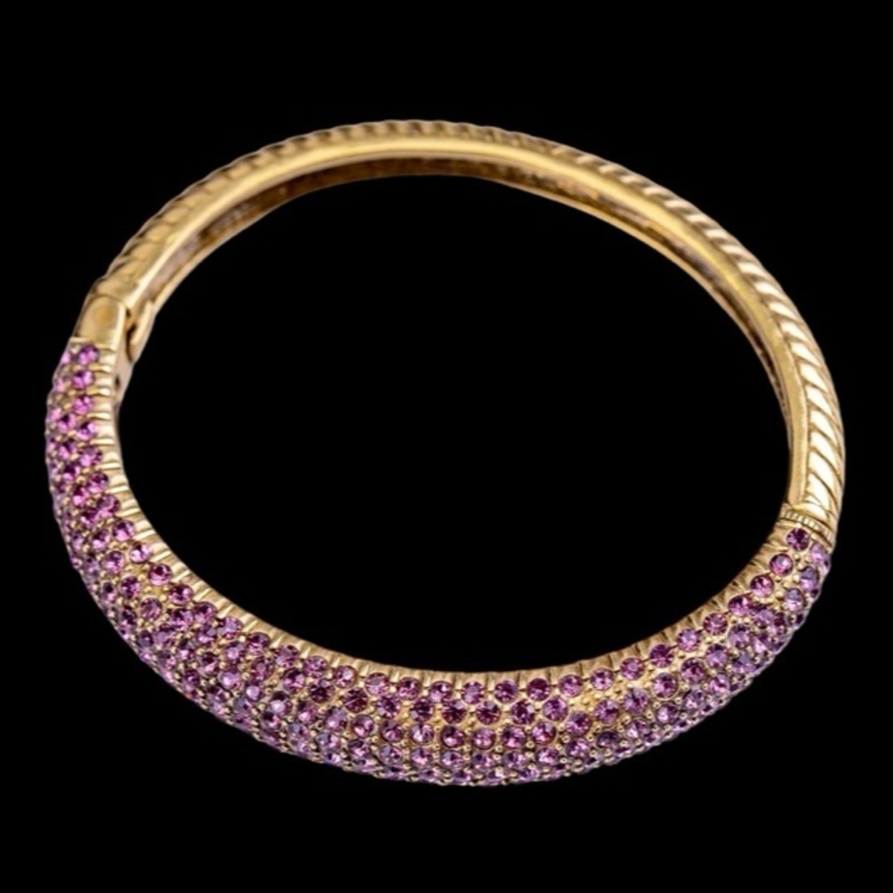 Heidi Daus Pink Crystal Hinge Bangle Bracelet - Picture 4 of 5
